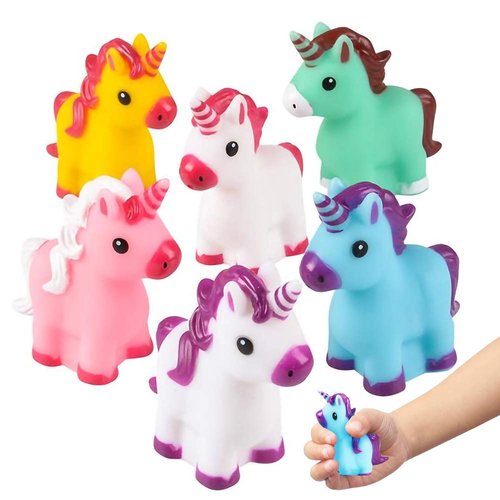 ArtCreativity Unicorn Rubber Toys for Kids - Pack of 12 - Unicorn Birthday Party Favors and Supplies, 2 Inch Floating Bath and Pool Water Toys for Girls, Cute Goodie Bag Fillers, Assorted Colors