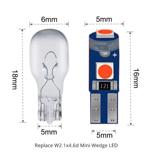 BlyilyB 10-Pack Red T5 2721 37 74 Wedge Led Bulb PC74 Twist Sockets Replacement Dash Dashboard Lights Instrument Panel Cluster LEDS Lamps