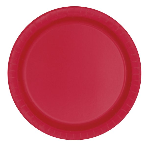 Ruby Red Solid Round Dessert Paper Plates - 7" (Pack of 8) - Vibrant Party Plates for Appetizing Treats - Perfect for Birthdays & Events
