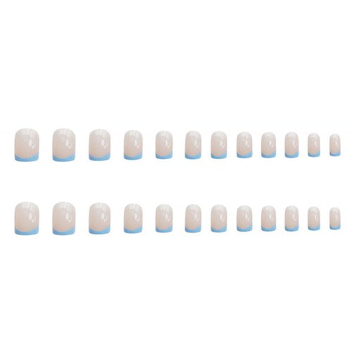 DANMANR Medium Press on Nails Full Cover Fake Nails Acrylic Stick on Nails False Nails for Women and Girls (French blue medium nails)