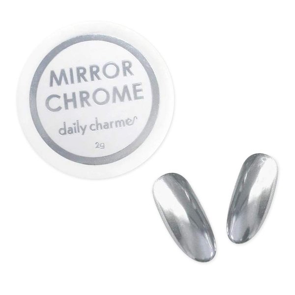Daily Chrome Mirror Chrome Nail Powder (Silver) 2g, Metallic Nail Art Dip Powder, Mirror Effect Manicure Chrome Powder, Home DIY/Nail Salon Manicure