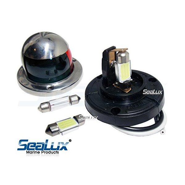 SeaLux Marine 180 deg 31mm Festoon 9 LEDs Cool White Navigation Bulbs for Masthead / Stern Light / Navigation Lights / Anchor Lamp (pair) (Light Bulbs only)