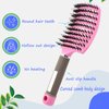 2Pack Curved Vented Hair Brush Detangling, Boar Bristles Hair Brush Professional Vent Styling Brush for Women, Men, Girls Wet Dry Long Curly Thick Straight Hair (Pink& Purple)