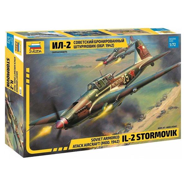 Zvezda 500787279 500787279-1:72 Ilyushin IL-2 "Stormovik Mod. 1942 Plastic Construction Kit Model Kit Assembly for Beginners Detailed Camouflage