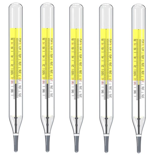 5 pcs Glass Thermometer Mercury Free Clinic Thermometer Traditional Thermometer Dual Scale Mercury Free C&F 5PK