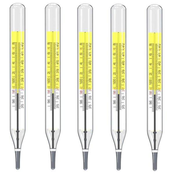 5 pcs Glass Thermometer Mercury Free Clinic Thermometer Traditional Thermometer Dual Scale Mercury Free C&F 5PK