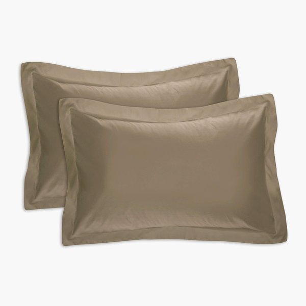 Fresh Ideas Poplin Tailored 2-Pack Pillow Sham, Standard, Mocha