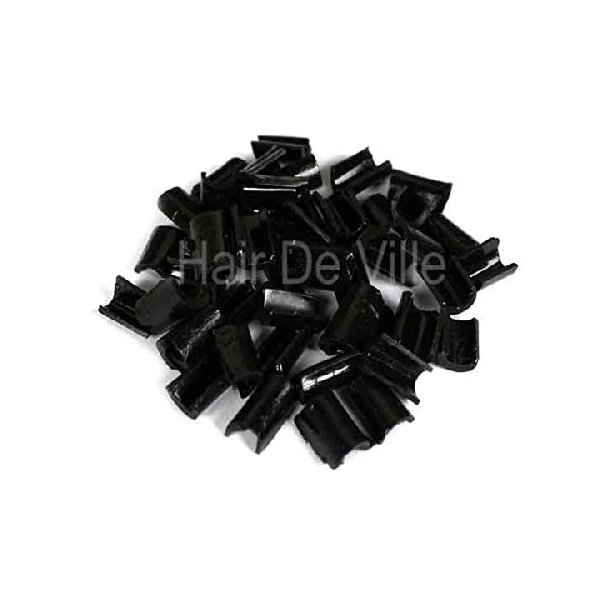 100 PCS Fusion Keratin U Nail Glue Rebond Tips Granules For Human Hair Extensions By Hair De Ville+ 3 Pcs Silicone Finger Protectors … (black)