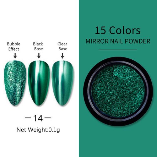 Green Chrome Nail Powder Mirror Effect Metallic Dust Holographic Glitter Glazed Manicure Decoration Reflective Pigment for DIY Gel Polish Nail Art, Resin Craft, Gifts