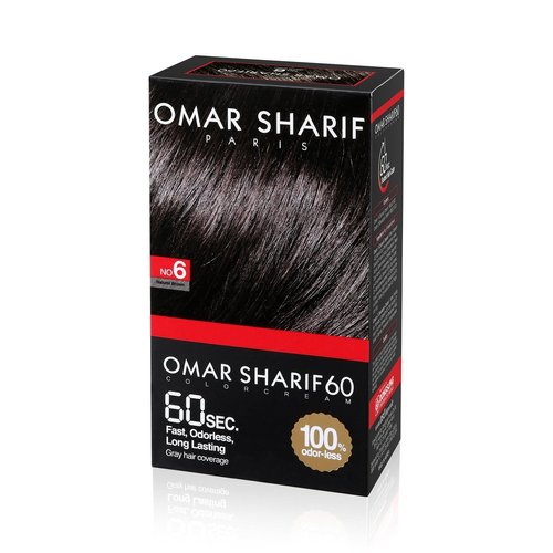 Omar Sharif Speedy Hair Color #6 Natural Brown Hair Dye Ammonia Free No Odor Covers Gray Hair in Just 60 Seconds