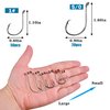 Offset Circle Fishing Hooks Kit - 180pcs 2X Strong Saltwater Freshwater Fish Hooks Sharp High Carbon Steel Octopus Fish Hooks, Size 1-5/0