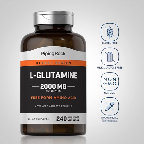 Piping Rock L Glutamine Capsules | 2000 mg | 240 Count | Free Form Amino Acid Supplement | Non-GMO, Gluten Free
