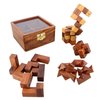 Ajuny 4-in-1 Wooden Puzzle Box - 3D Puzzles & Brain Teaser Games for Adults, Wooden Puzzles, Logic IQ Brain Games, Rustic Decor, Unique Gift for Christmas & Birthday