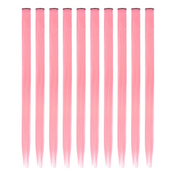 10 Pcs Colored Hair Extensions 22 Inch Colored Hair Clips Straight Synthetic Hairpieces Party Highlights Clip for Women Kids Girls (Straight Pink)