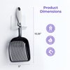 iPrimio Cat Litter Scoop Metal w/ Deep Shovel, Black - Non Stick Plated Aluminum Cat Litter Scooper with Holder - Litter Box Scooper - Metal Cat Litter Scoop - Patented Sifter w/ Holder - Solid Handle