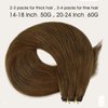 Full Shine 22 Inch Human Hair Weft Hand Tied Hair Extensions For Fashion Women Genius Weft Hair Extensions Human Hair Sew In Hair Extensions Real Human Hair Medium Brown Hair Weft 60G 22 Inch