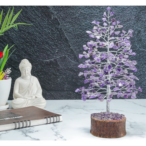 Amethyst Crystal Tree | Gemstone | Feng Shui | Chakra Tree | Healing Crystal | Money Tree | Positive Energy | Tree of Life | Meditation | Spiritual Gift for Home Decor | 10 Inch’s (Silver Wire)