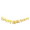 MEDIMQC Gold Happy 80th Birthday Banner Sign Gold Glitter 80 Years Birthday Party Decorations Supplies Anniversary Celebration Backdrop Pre-Assembled
