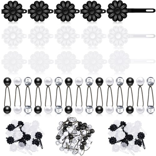 72 Pcs Hair Barrettes for Girls Hair Balls Self Hinge Hair Barrettes Ties Bubble Hair Accessories Set 80s 90s Bow Flower Hair Tie Plastic Hair Clips for Baby Toddler (Black, White, Clear)