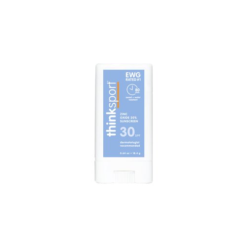 Thinksport SPF 30 Mineral Sunscreen Stick, 0.64 Oz, Safe, Natural, Water Resistant Reef Safe Sunscreen for Sports & Active Use, Broad Spectrum UVA/UVB Sun Screen, Travel Stick for Sun Protection