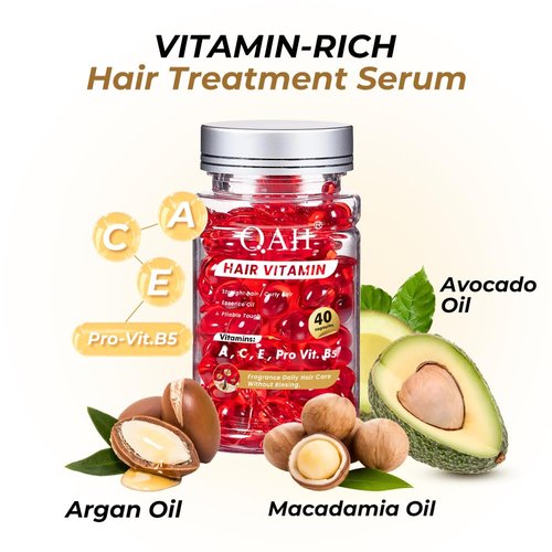 Hair Treatment Serum, Hair Vitamin Serum Capsule, Hair Growth Treatment with Argan Macadamia Avocado Oils, Vitamins A C E Pro B5, No Rinse and Safe for All Hair