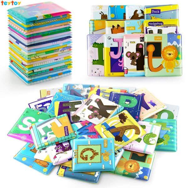 26 PCS Baby Soft Alphabet Cards Toys,Baby Bath Toy ABC Alphabet Baby Flash Cards Early Learning Educational Toy,Washable Waterproof Letter Toys for Toddler Kid Boy Girl 0 1 2 3 4Y