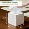 CHI AN HOME 5.9” Capiz Tissue Box Cover, Square Decorative Tissue Holder with Bottom Slider, Handmade Bathroom Accessories, Elegant White Cube for Vanity, Bedroom, Office & Coastal Décor (Natural)