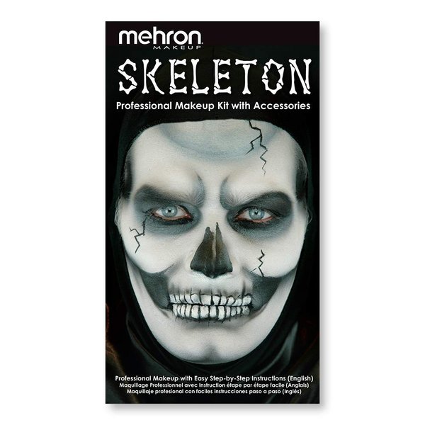 Mehron Makeup Premium Character Kits| Makeup Kits for Halloween & Cosplay| Made in the USA | Complete Makeup Kit | Includes all Makeup, Tools, & Instructions on How to Create the Look | (Skeleton)