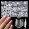 LoveOurHome 420pc Squoval Fake Nails Short Gel x Nail Tips XS Round Square Press on Nails Clear Square Nail Tips Full Cover Short False Artificial Fake Fingernail for Gel x Extension Acrylic Nails