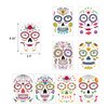 Day of the Dead Sugar Skull Tattoos Floral Black Skeleton Web Red Roses Halloween Costume Temporary Tattoos 9 Sheets