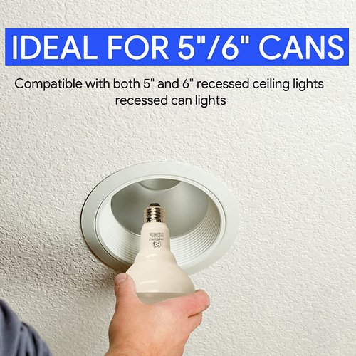 Energetic 6 Pack 75W BR30 LED Recessed Light Bulb, Dimmable, 900 Lumens, Cool White 4000K, E26 Base, Indoor Flood Light for 5/6 Inch Cans, UL Listed