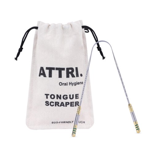 Stainless Steel Tongue Scraper Eco-Friendly Pouch for Adults and Kids - Durable Tongue cleaner - Tough Scraper Oral Care & Hygiene-Unique design-ATTRI.