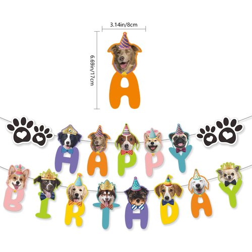 Dog Birthday Party Supplies - 25pcs Dog Party Decorations, Dog Theme Birthday Decorations Include 2 Happy Birthday Banner and Cake Topper, for DIY Dog First Birthday Christmas Gifts Boys and Girls
