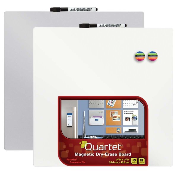 Quartet Magnetic Whiteboard Tile, 14" x 14" Dry Erase Board, White Board, Frameless, White Surface (85402-WT)