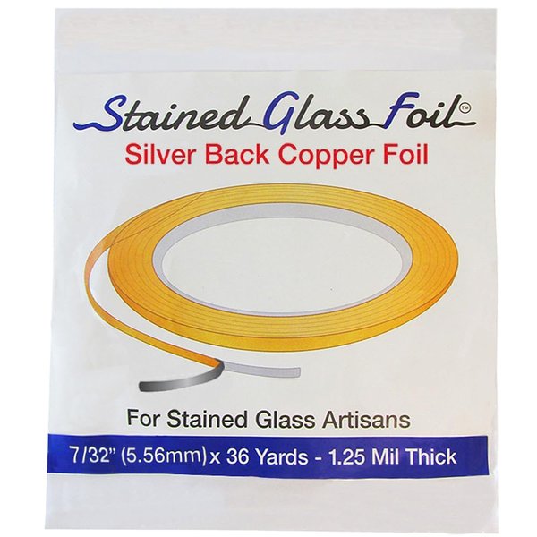 Stained Glass 7/32" Copper Foil - Silver Back - 1.25 Mil. Thick