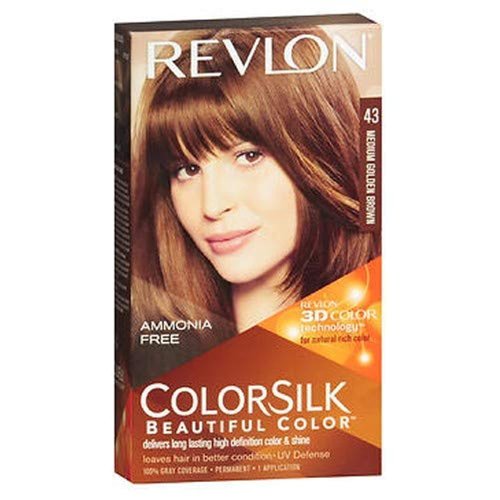 Revlon ColorSilk Hair Color [43] Medium Golden Brown 1 ea (Pack of 2)