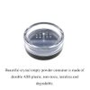 HAHIYO 4Pcs 10ml/0.34oz Plastic Empty Travel Powder Container Small Loose Powder Compact Case Makeup Cosmetic Jar Refillable Powder Box No Leak Powder Holder with Rotatable Sifter and Black Screw Lid