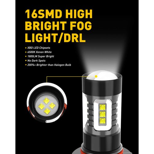 AUXITO H10 9140 9145 LED Fog Light Bulbs Max 80W High Power Extremely Bright 6500K Xenon White LED Bulbs Replacement for Fog Light or DRL,Pack of 2