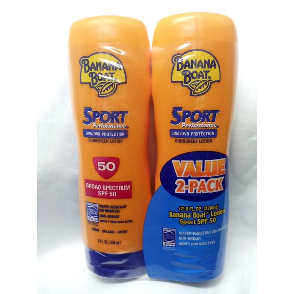 Banana Boat Sport Performance Broad Spectrum Sunscreen Lotion, SPF 50 8 Fl (Pack of 4)