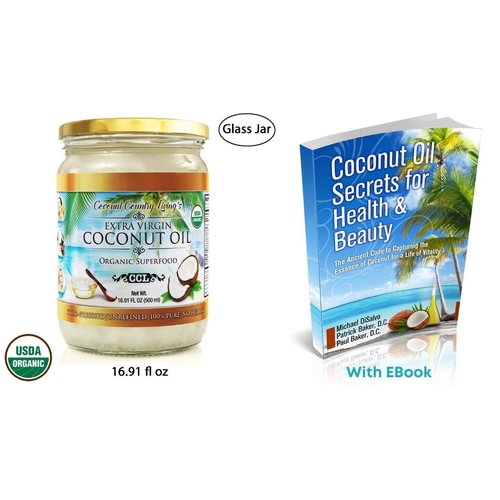 Coconut Country Living's Extra Virgin Coconut Oil - Cold Pressed, Unrefined organic Superfood for Hair, Skin, Beauty, Cooking - Keto & Paleo Diet Friendly - 16.91 oz