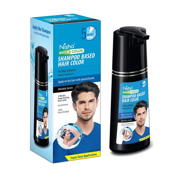 Nisha Quick 5 Minutes Hair Color Shampoo Dark Brown 180ml | 5 Weeks Long Lasting Shampoo Hair Colour For Women And Men