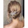Latious Silver Bride Wedding Hair Comb Crystal Bridal Side Comb Leaf Hair Piece Rhinestone Hair Accessories for Women and Girls (Silver)
