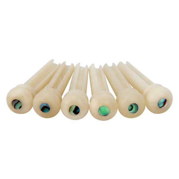 Blisstime 6pcs Unbleached Guitar Bone Bridge Pins Natural Bone Color Replacement Parts with Abalone Dot