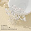 Latious Silver Pearl Hair Comb Bride Wedding Hair Cilps Sparkly Crystal Hair Piece Rhinestones Hair Accessories for Women and Girls