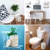Ctosree 1.3 Gallons Small Wicker Trash Can with Lid Handle Boho Woven Braided Bathroom Waste Basket Trash Can with 100 Garbage Bags for Bedroom Office Laundry(Cream White,Braided Polypropylene)