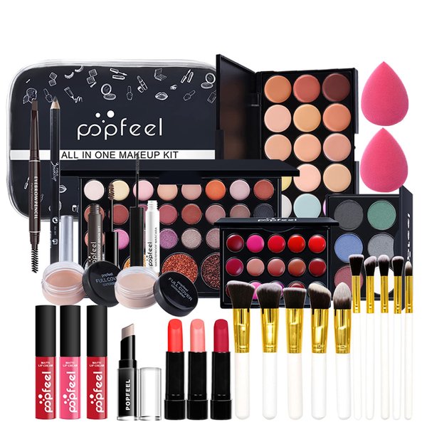 SupeL All in One Makeup Kit For Beginners Full Kit, Full Makeup Kit For Teen Girls, Makeup Gift Set, Include Eyeshadows, Concealer, Cosmetic brush, Lip Gloss, Lipstick, Powder puff, Mascara -006