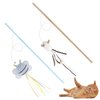 NOWFRESH Cat Wand Toy Set, 2 PCS Interactive Cat Teaser Wands with Cute Bee & Mouse Designs, Equipped with Bells and Streamers to Captivate Your Cat’s Attention