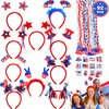 Garma 92Pcs Patriotic Party Favors Set, 4th of July Accesories Headbands Bulk with Bead Necklaces Tattoo Stickers for Independence Day, Memorial Day Celebrations, Parades, Classroom Rewards for Kids