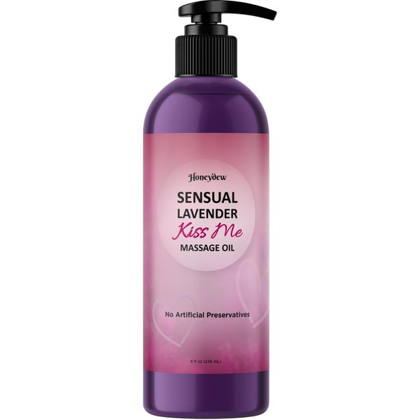 Tempting Lavender Massage Oil for Couples - Aromatherapy Sensual Massage Oil for Date Night with Lavender Essential Oil and Sweet Almond Oil - Vegan Non Staining Non Greasy Smooth Gliding Formula