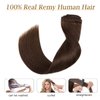 MY-LADY 140g Double Weft Clip in 100% Remy Human Hair Extensions #4 Medium Brown Grade 7A Quality Full Head Thick Thickened Long Soft Silky Straight 8pcs 18clips for Women Fashion 18" / 18 inch